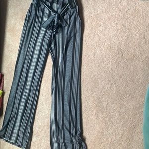 Black and white tight flare pants